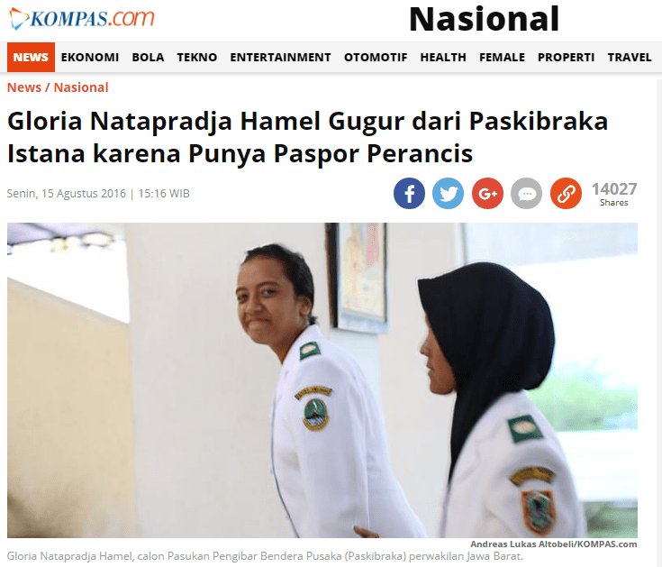 Potongan berita diambil dari Kompas