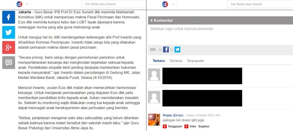 screen capture dari berita http://news.detik.com/berita/3313188/pemidanaan-lgbt-dan-pelaku-kumpul-kebo-diyakini-bukan-solusi-lindungi-anak